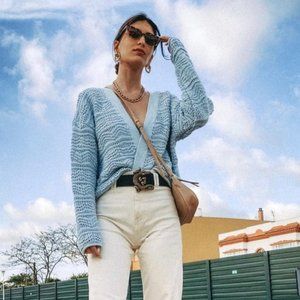 ZARA Blue Knit Sweater and Top Set NWT